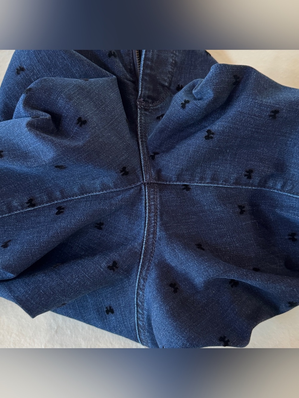 TALBOTS JEGGINGS - DARK DENIM WASH FLOCKED BOWS ZIPPER CLOSURE ANKLE LENGTH (6) - Picture 13 of 16